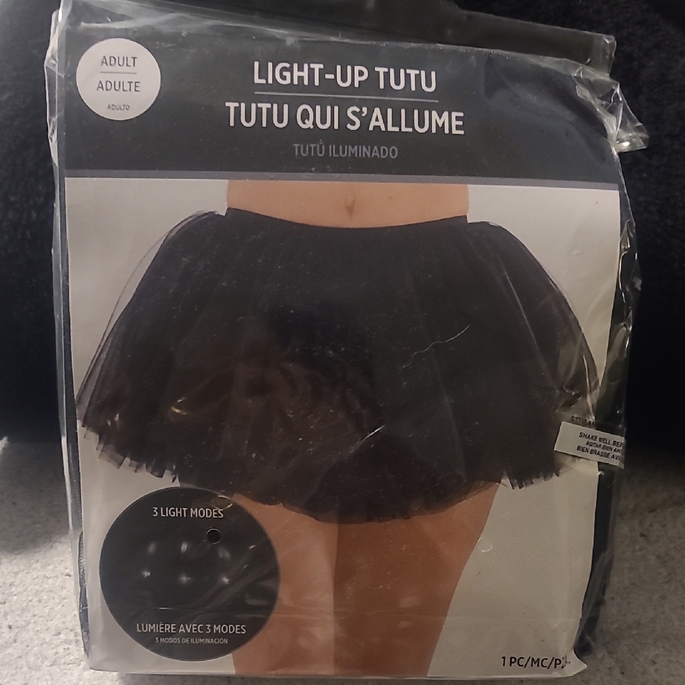 New! Light-Up Black Tutu, one size, stretchy .